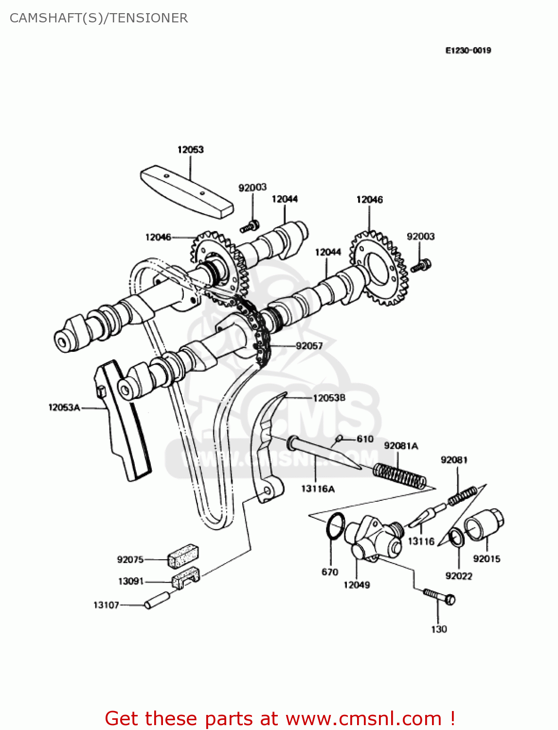 CAMSHAFT(S)/TENSIONER KZ1000P10 POLICE 1000 1991 USA