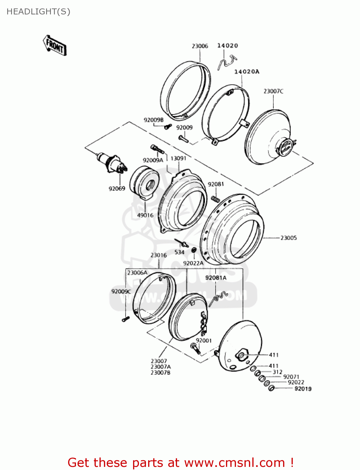 HEADLIGHT(S) KZ1000P10 POLICE 1000 1991 USA