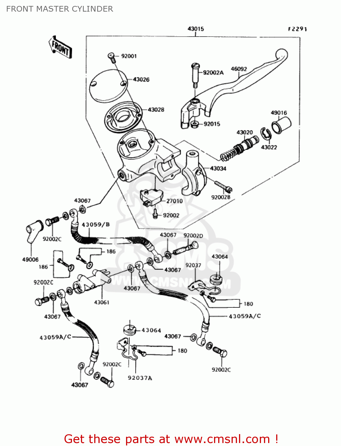 FRONT MASTER CYLINDER KZ1000P10 POLICE 1000 1991 USA