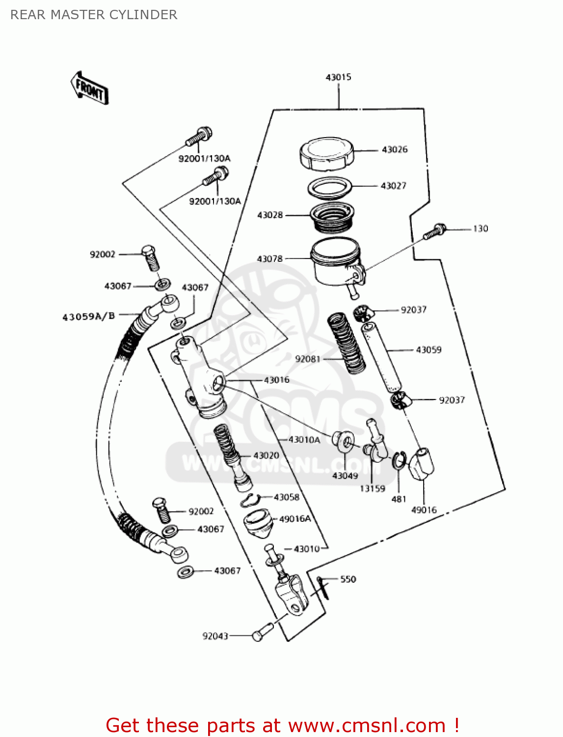 REAR MASTER CYLINDER KZ1000P10 POLICE 1000 1991 USA