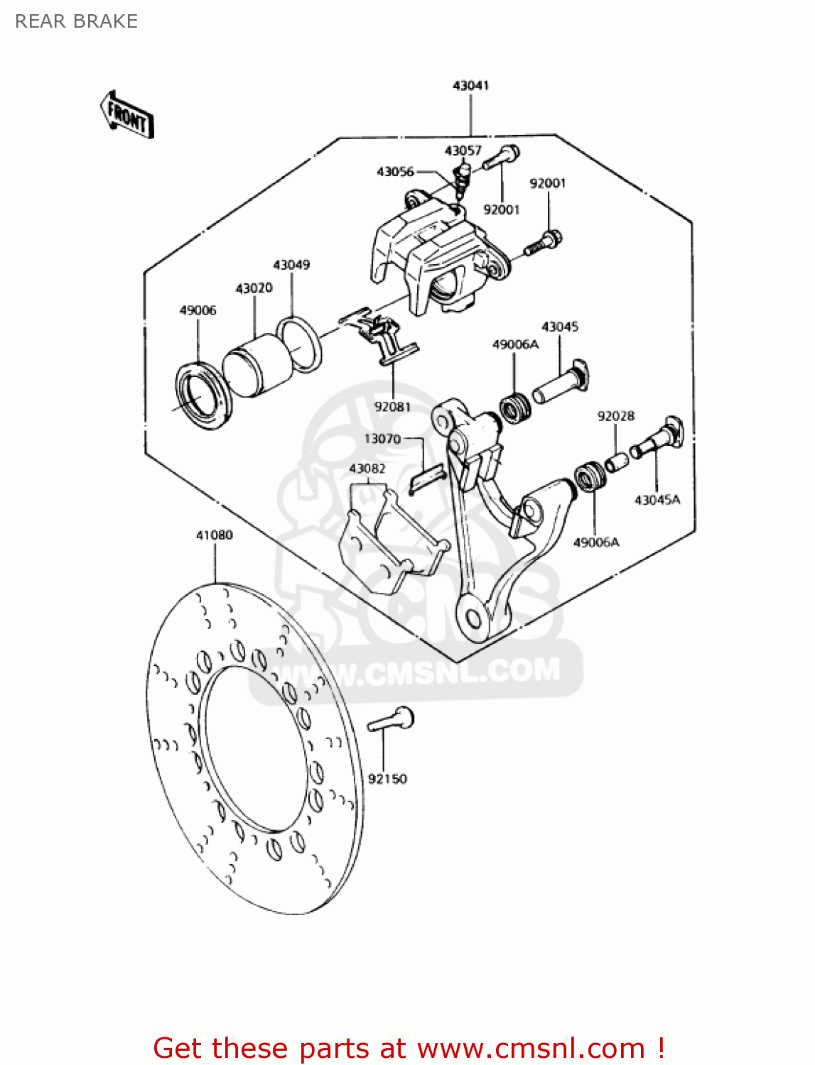 REAR BRAKE KZ1000P10 POLICE 1000 1991 USA