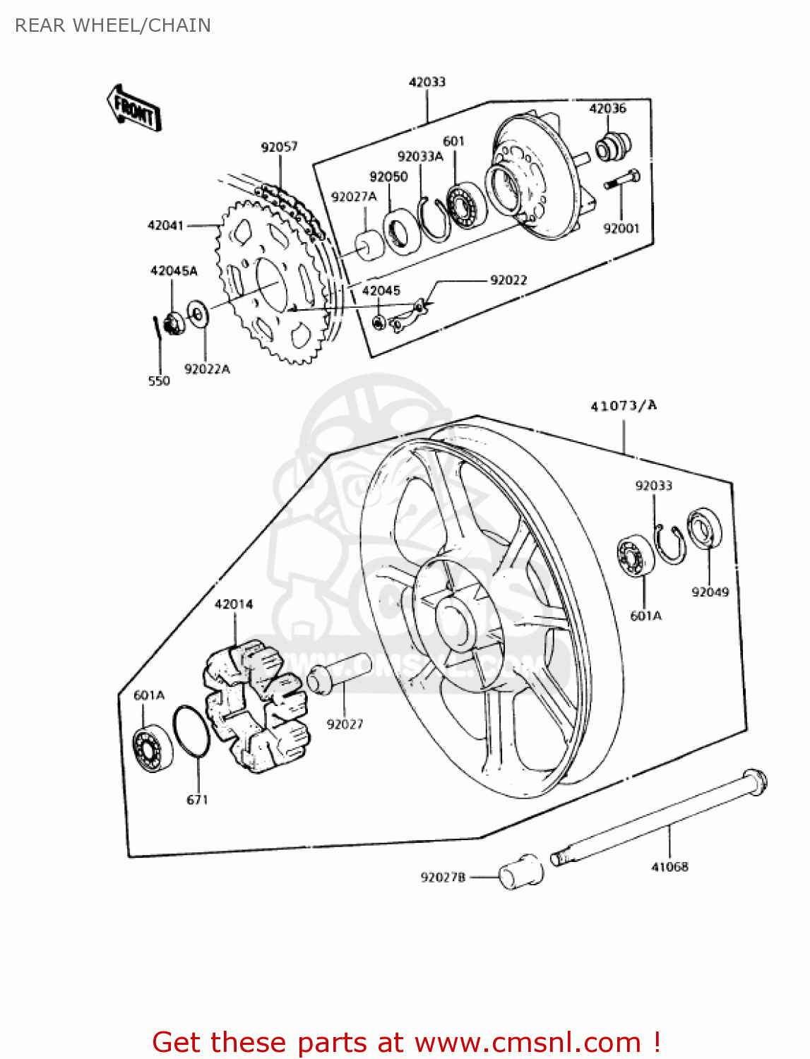 REAR WHEEL/CHAIN KZ1000P12 POLICE 1000 1993 USA