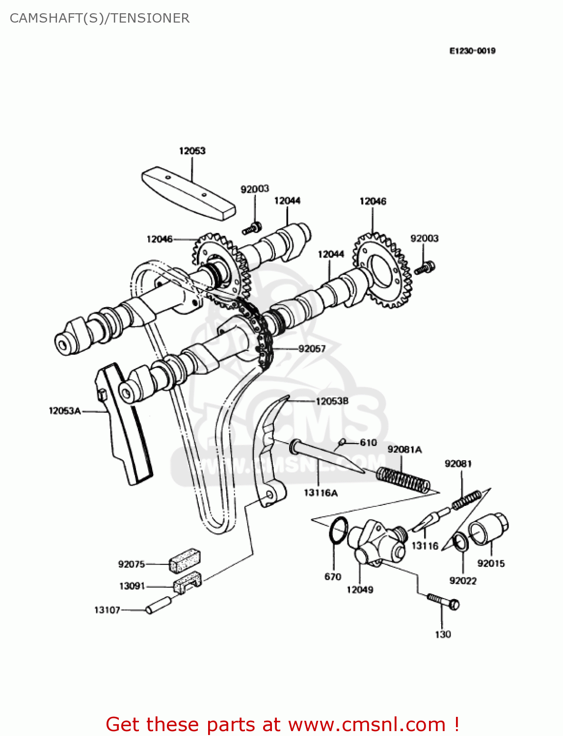 CAMSHAFT(S)/TENSIONER KZ1000P12 POLICE 1000 1993 USA