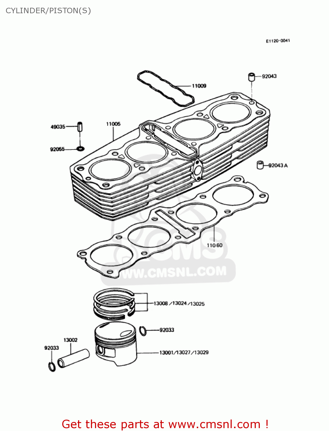 CYLINDER/PISTON(S) KZ1000P12 POLICE 1000 1993 USA
