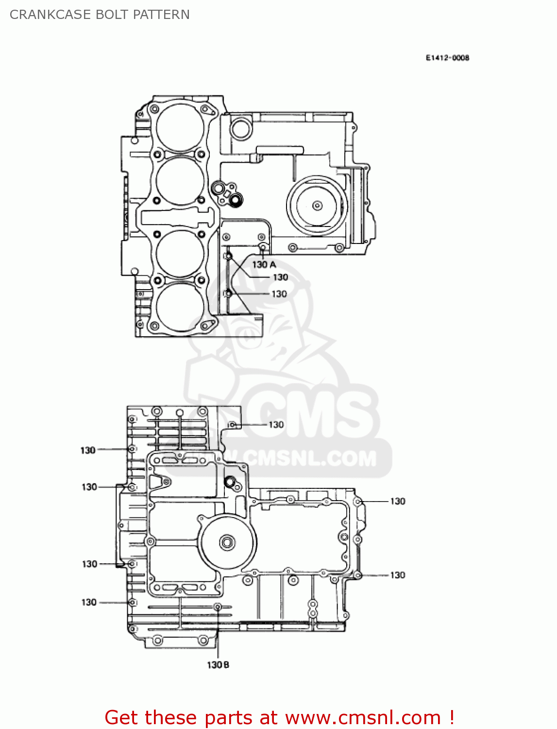 CRANKCASE BOLT PATTERN KZ1000P13 POLICE 1000 1994 USA