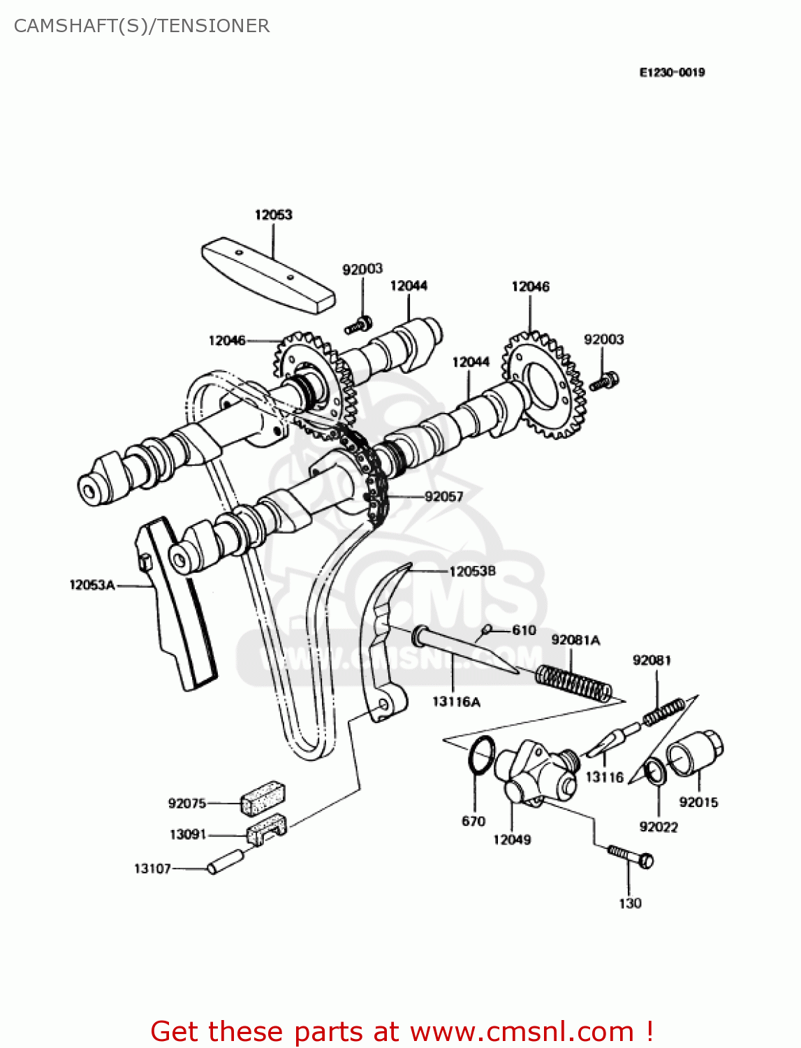 CAMSHAFT(S)/TENSIONER KZ1000P13 POLICE 1000 1994 USA