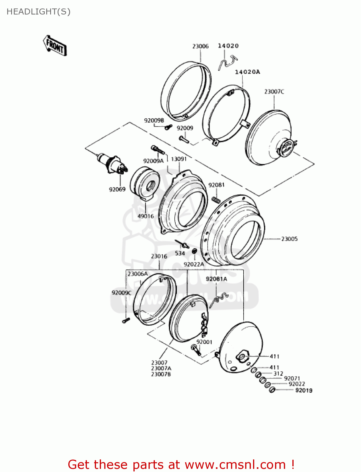 HEADLIGHT(S) KZ1000P13 POLICE 1000 1994 USA
