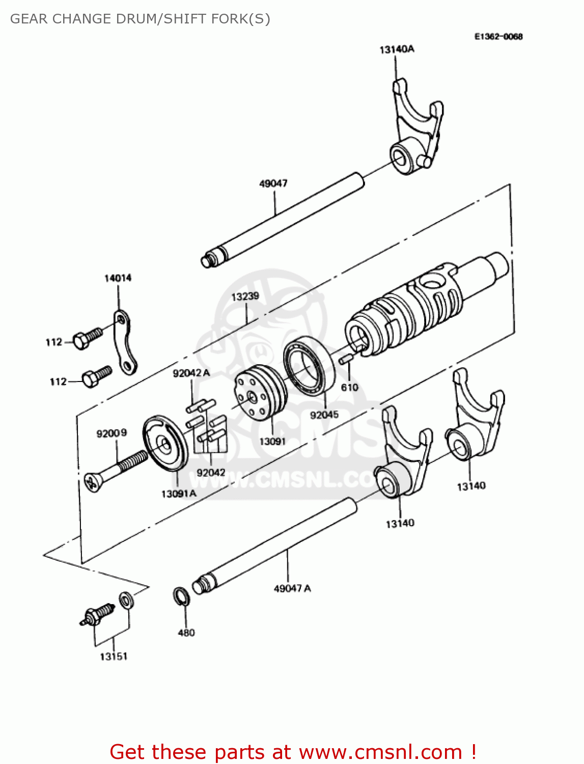 GEAR CHANGE DRUM/SHIFT FORK(S) KZ1000P14 POLICE 1000 1995 USA