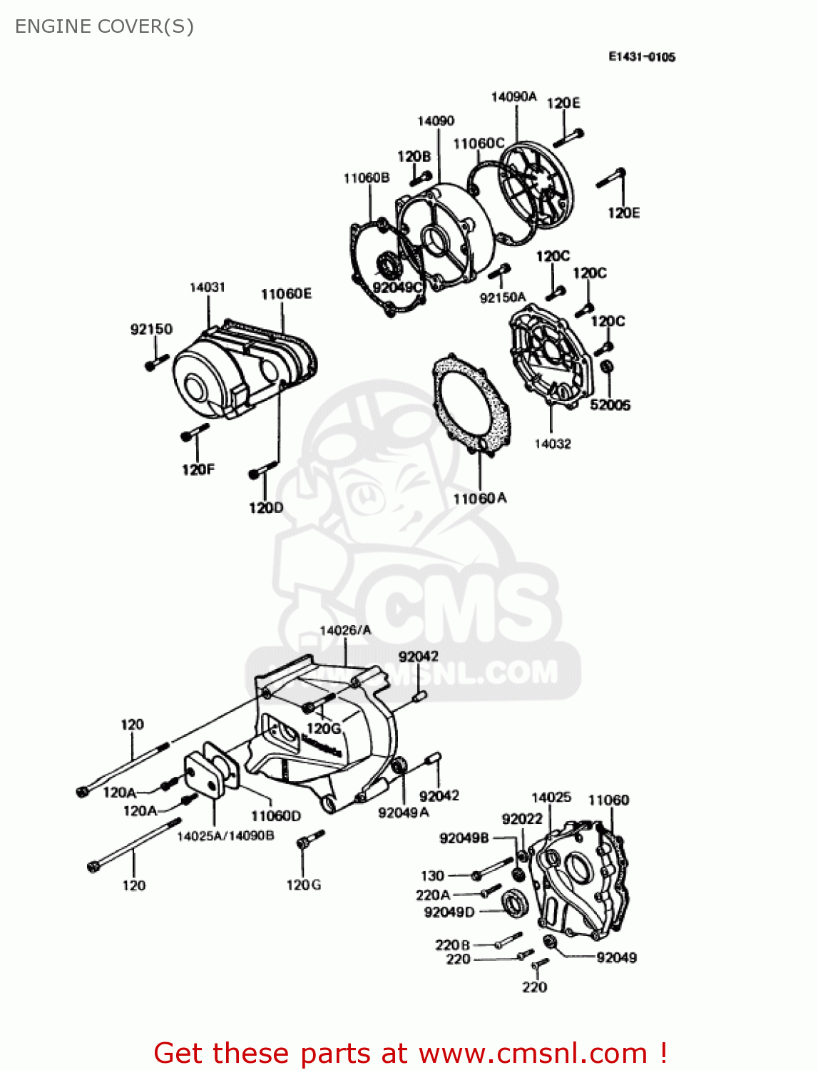 ENGINE COVER(S) KZ1000P14 POLICE 1000 1995 USA