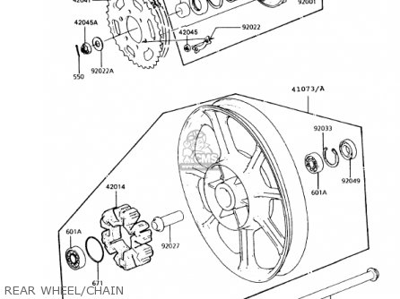 REAR WHEEL/CHAIN - KZ1000P14 POLICE 1000 1995 USA