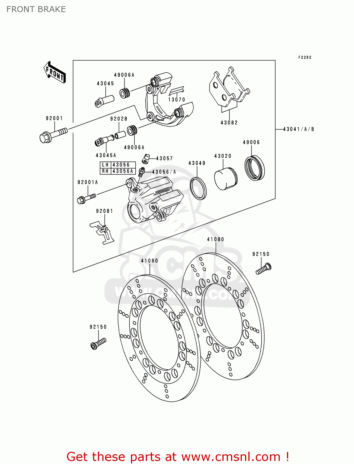 FRONT BRAKE KZ1000P15 KE1000 POLICE 1996 USA