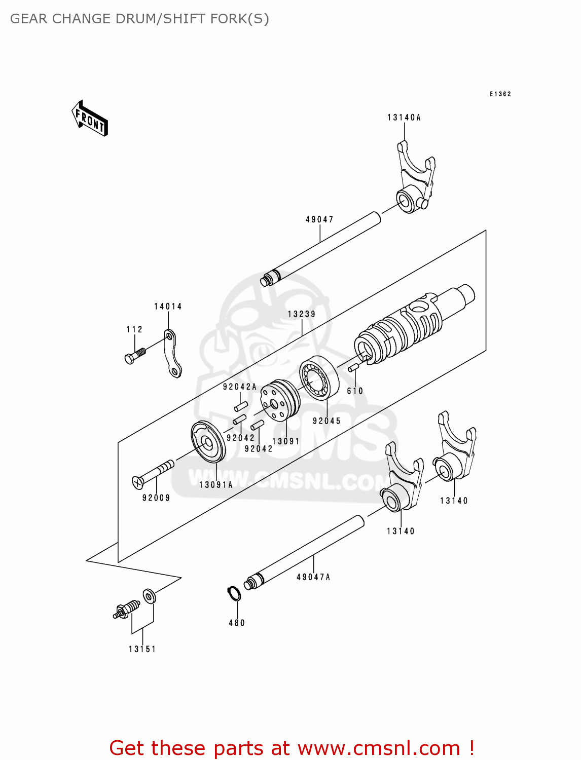 GEAR CHANGE DRUM/SHIFT FORK(S) KZ1000P16 KE1000 POLICE 1997 USA
