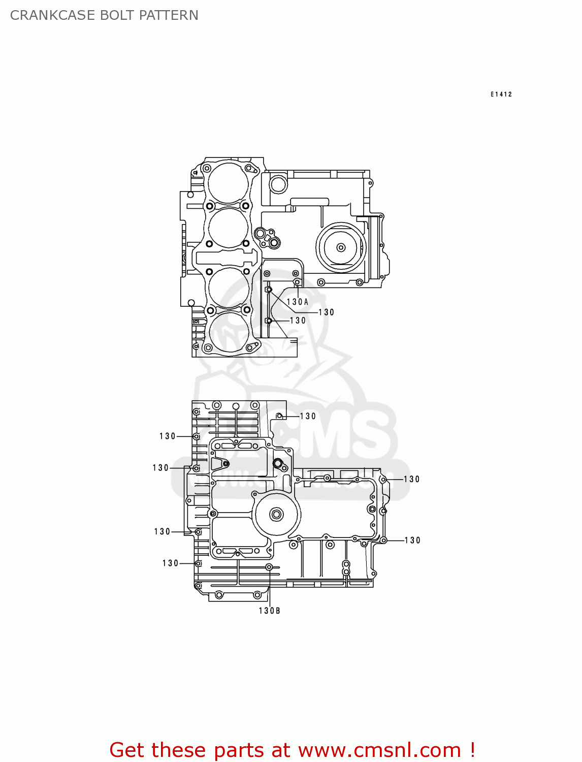 CRANKCASE BOLT PATTERN KZ1000P17 KE1000 POLICE 1998 USA
