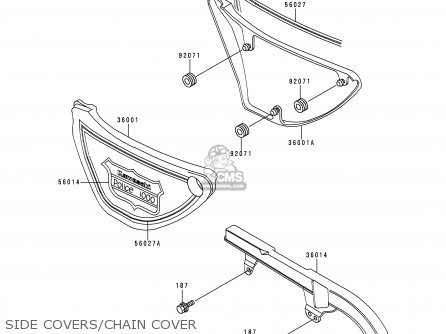 SIDE COVERS/CHAIN COVER - KZ1000P17 KE1000 POLICE 1998 USA