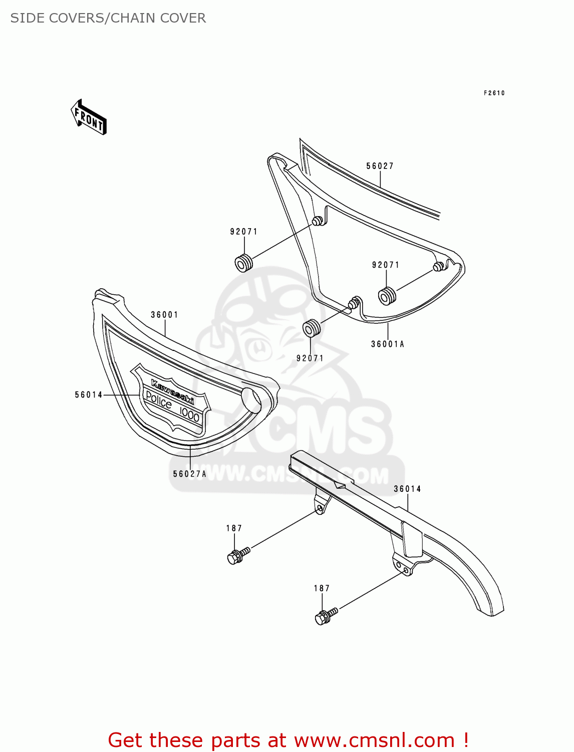 SIDE COVERS/CHAIN COVER KZ1000P18 KE1000 POLICE 1999 USA