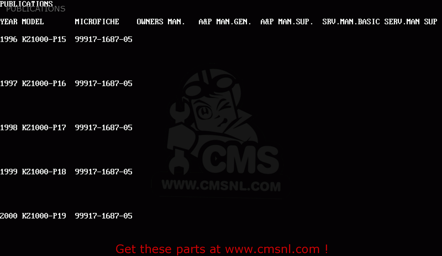 PUBLICATIONS KZ1000P18 KE1000 POLICE 1999 USA