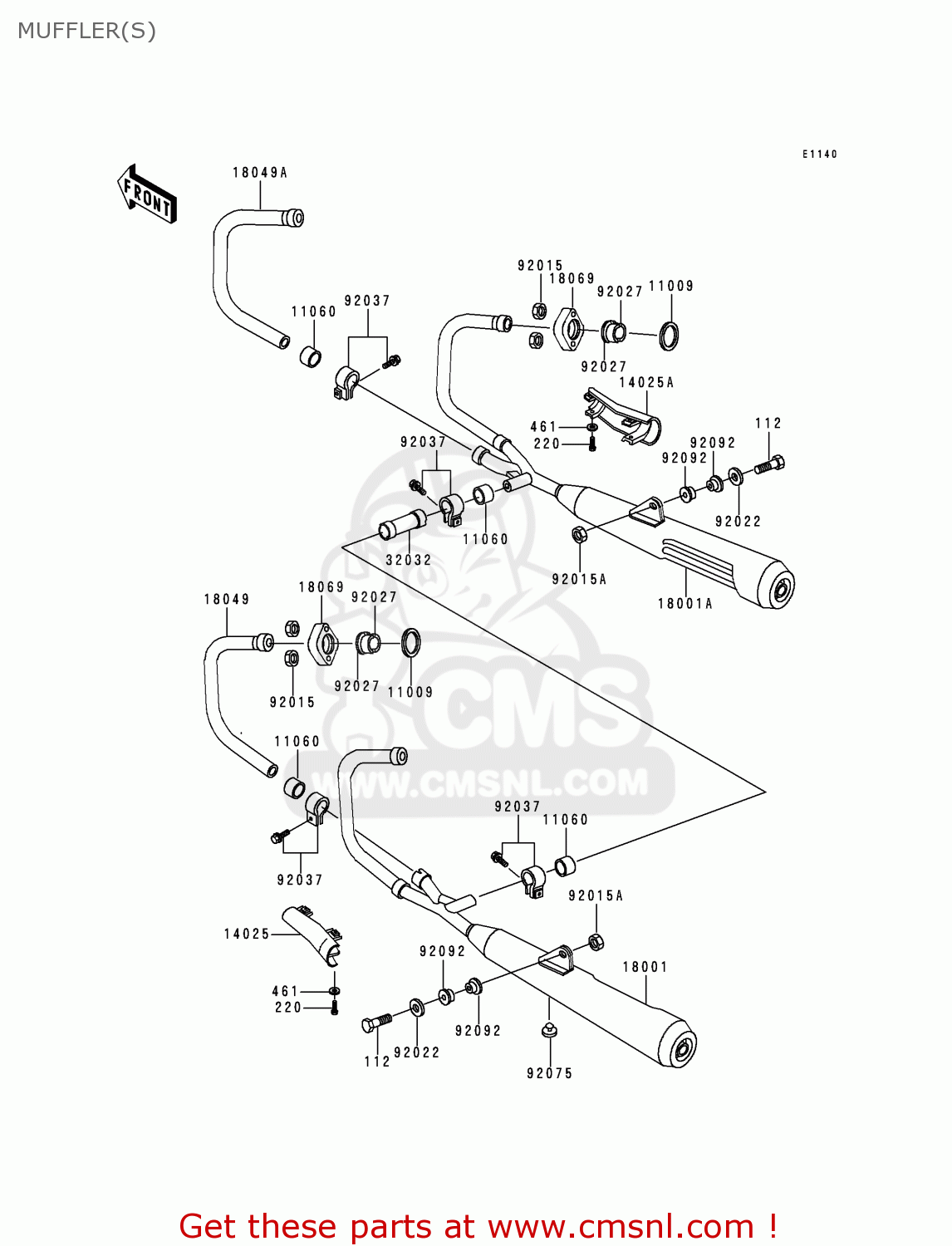 MUFFLER(S) KZ1000P19 KE1000 POLICE 2000 USA