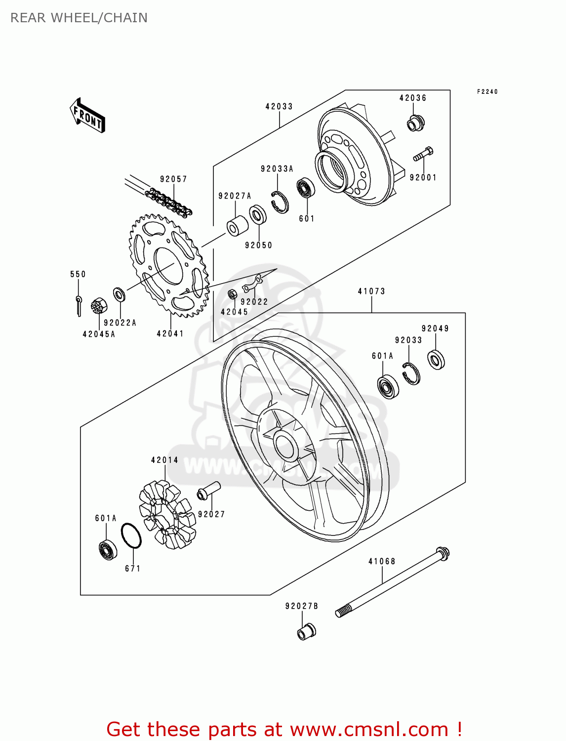 REAR WHEEL/CHAIN KZ1000P19 KE1000 POLICE 2000 USA