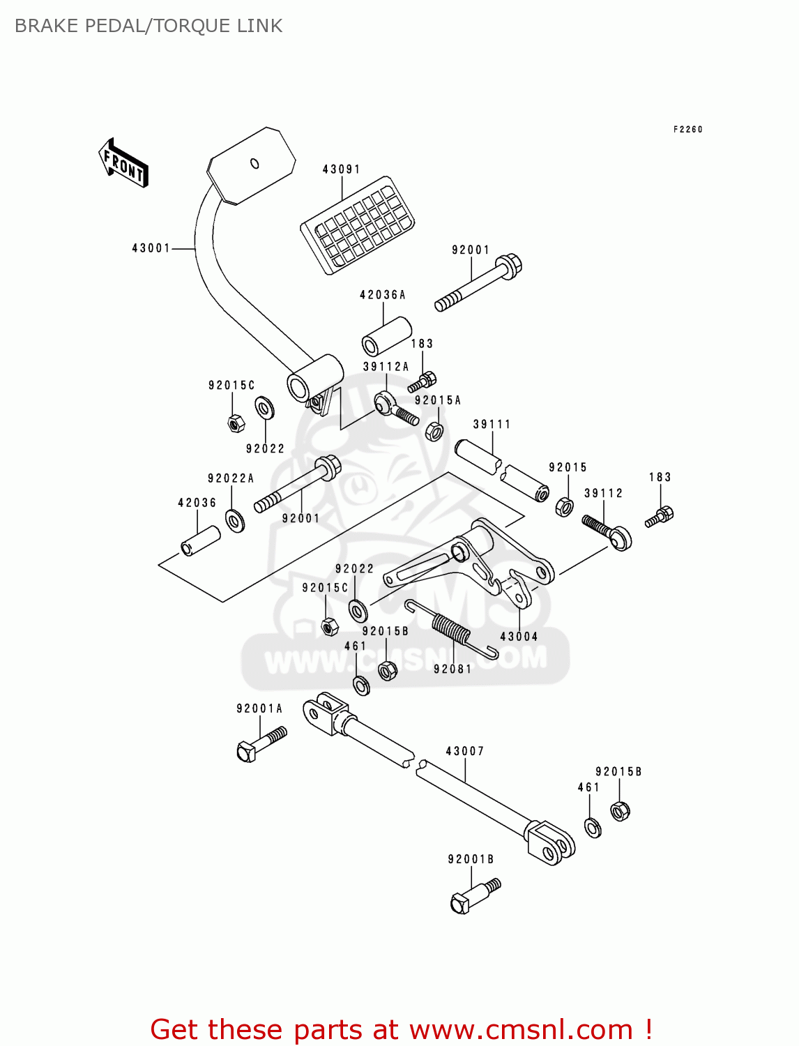 BRAKE PEDAL/TORQUE LINK KZ1000P19 KE1000 POLICE 2000 USA