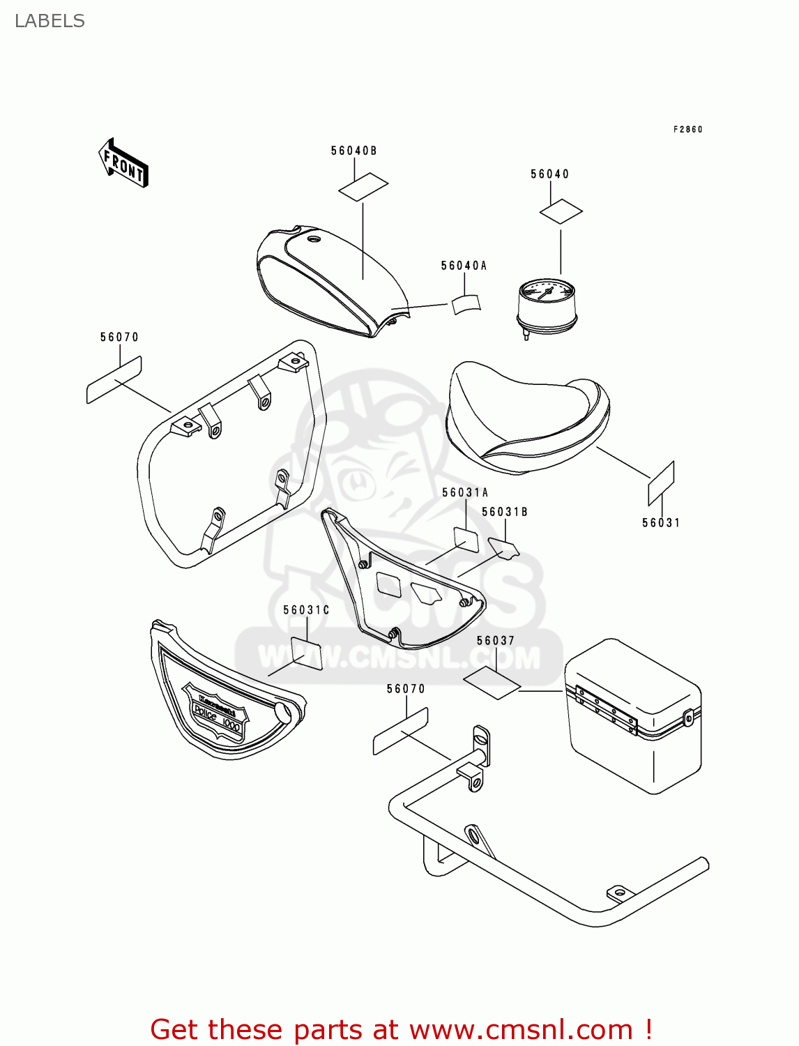 LABELS KZ1000P19 KE1000 POLICE 2000 USA