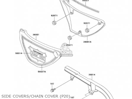 SIDE COVERS/CHAIN COVER (P20) - KZ1000P20 POLICE 1000 2001 USA