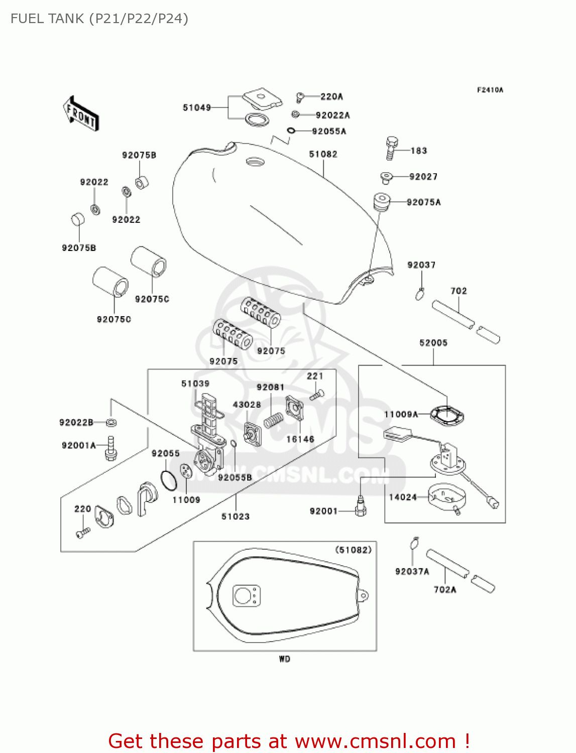 FUEL TANK (P21/P22/P24) KZ1000P21 POLICE 1000 2002 USA