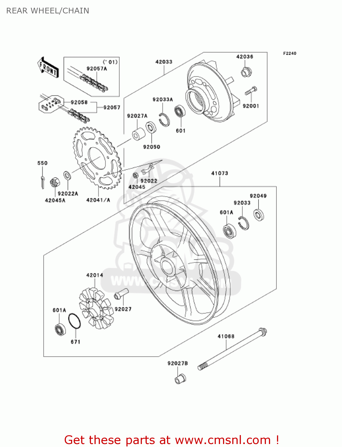 REAR WHEEL/CHAIN KZ1000P21 POLICE 1000 2002 USA