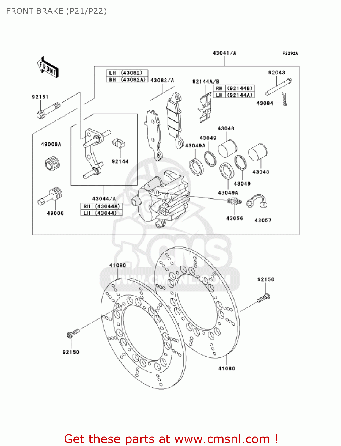 FRONT BRAKE (P21/P22) KZ1000P22 POLICE 1000 2003 USA