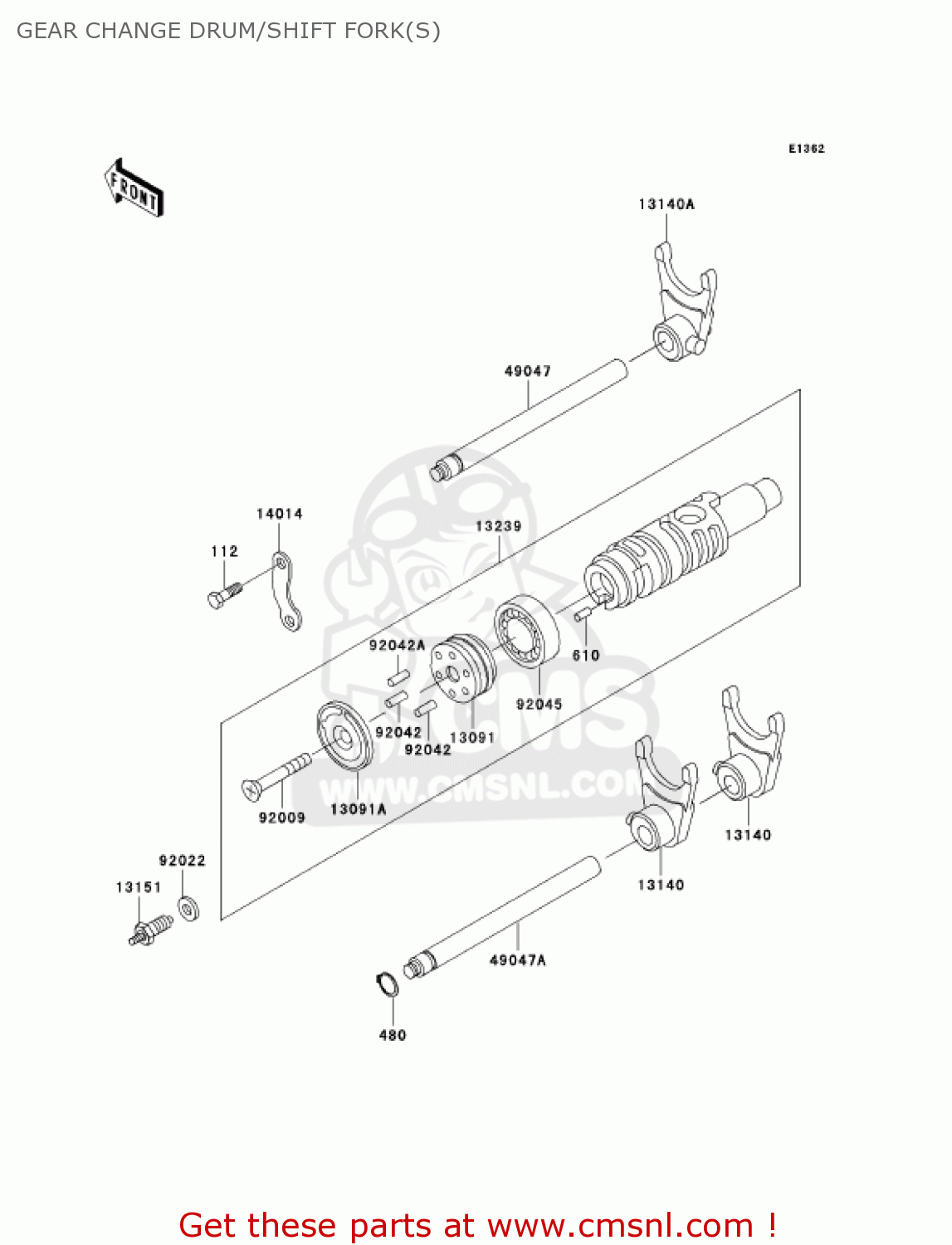 GEAR CHANGE DRUM/SHIFT FORK(S) KZ1000P22 POLICE 1000 2003 USA