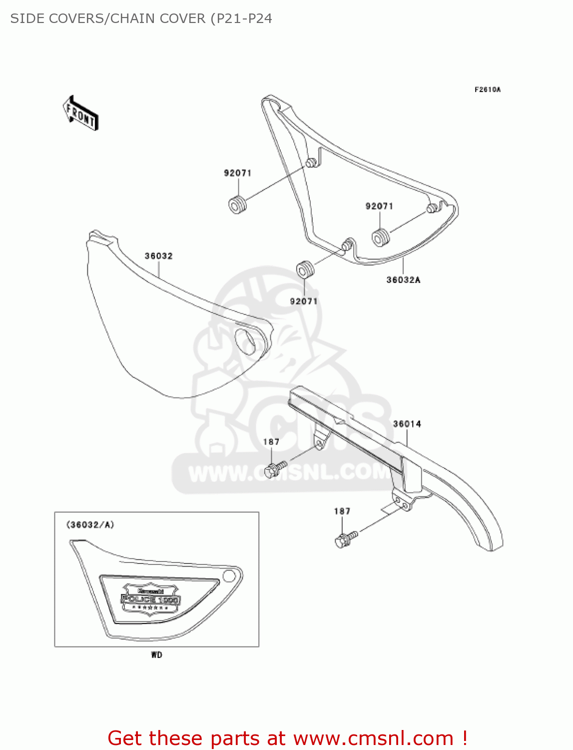SIDE COVERS/CHAIN COVER (P21-P24 KZ1000P22 POLICE 1000 2003 USA