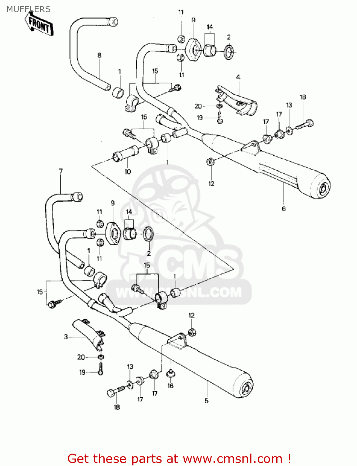 MUFFLERS KZ1000P4 POLICE 1000 1985 USA