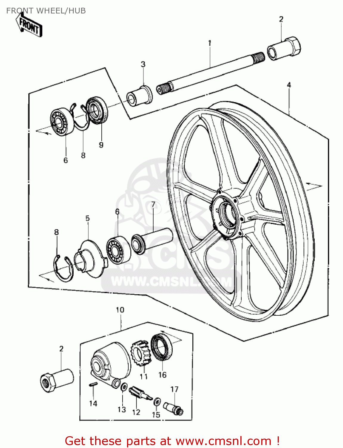 FRONT WHEEL/HUB KZ1000P4 POLICE 1000 1985 USA