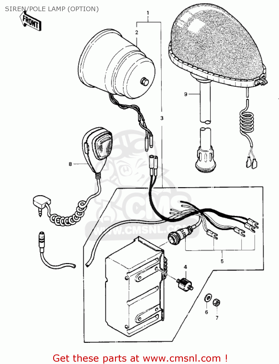 SIREN/POLE LAMP (OPTION) KZ1000P5 POLICE 1000 1986 USA