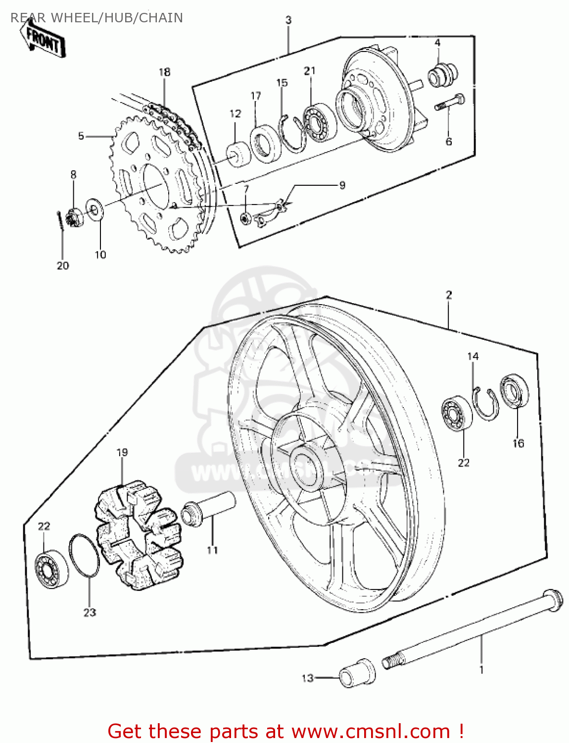 REAR WHEEL/HUB/CHAIN KZ1000P5 POLICE 1000 1986 USA