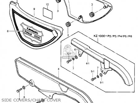 SIDE COVERS/CHAIN COVER - KZ1000P5 POLICE 1000 1986 USA