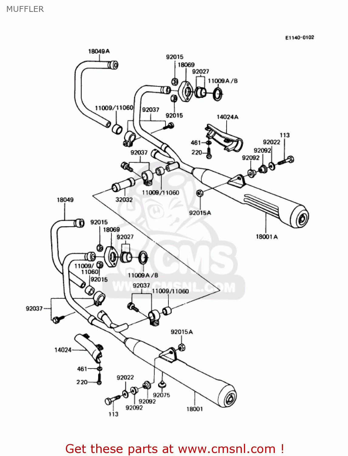 MUFFLER KZ1000P7 POLICE 1000 1988 USA
