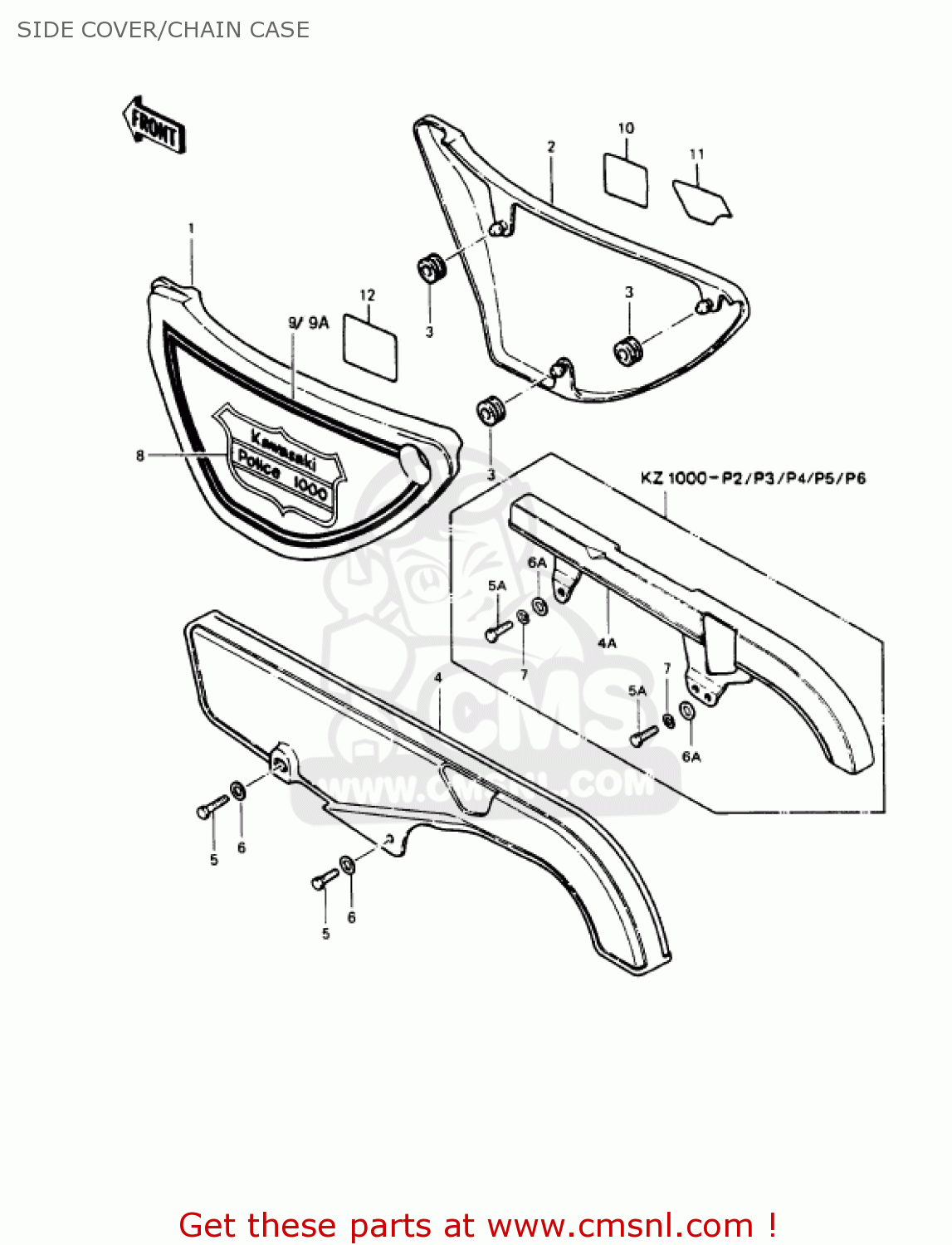 SIDE COVER/CHAIN CASE KZ1000P7 POLICE 1000 1988 USA