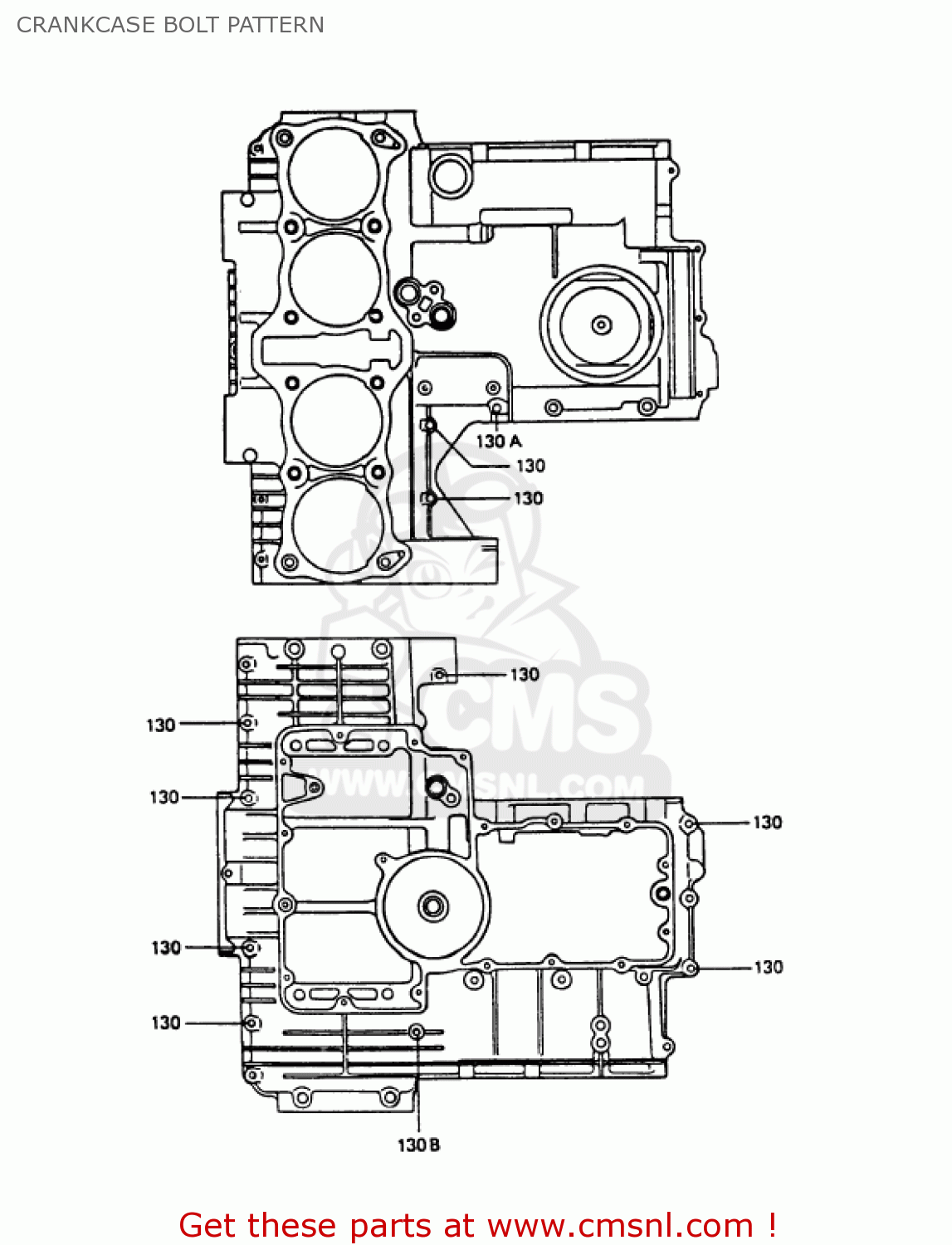 CRANKCASE BOLT PATTERN KZ1000P7 POLICE 1000 1988 USA
