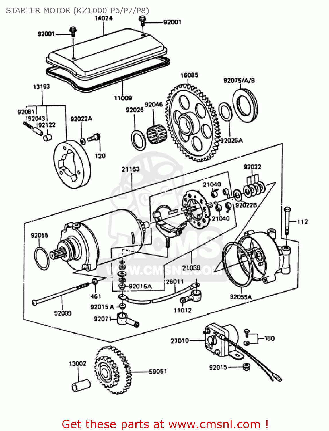 STARTER MOTOR (KZ1000-P6/P7/P8) KZ1000P7 POLICE 1000 1988 USA