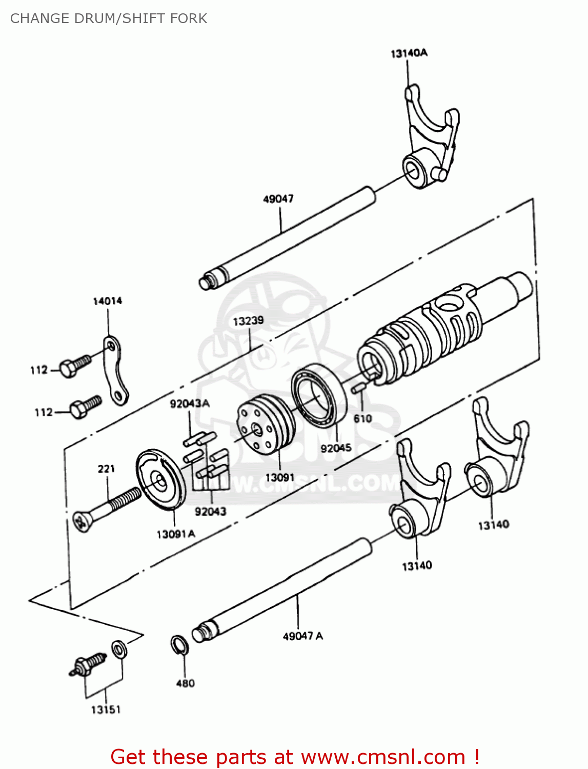 CHANGE DRUM/SHIFT FORK KZ1000P8 POLICE 1000 1989 USA