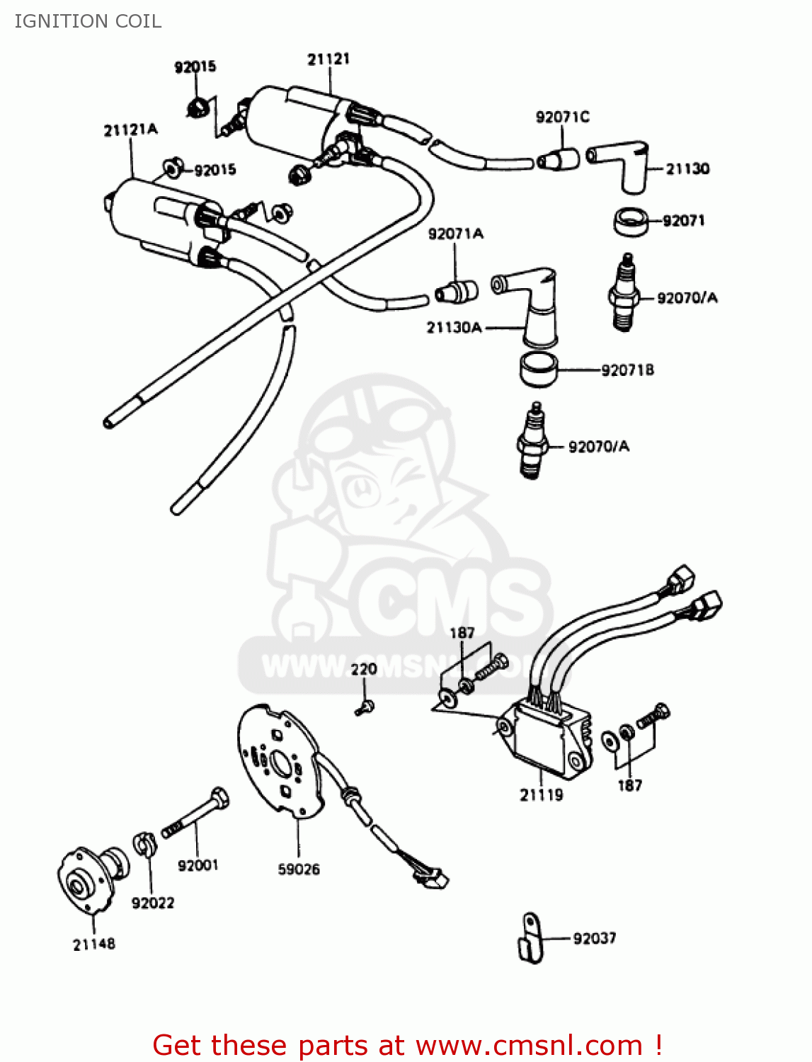 IGNITION COIL KZ1000P9 POLICE 1000 1990 USA
