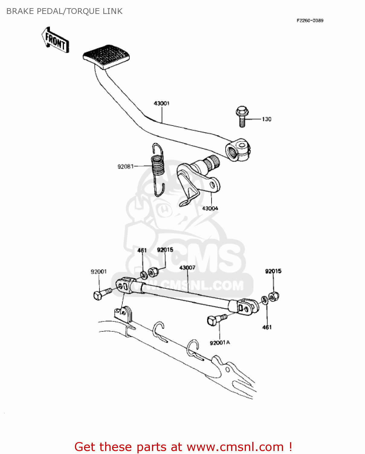 BRAKE PEDAL/TORQUE LINK KZ1000R1 EDDIE LAWSON REPLICA 1982 USA CANADA