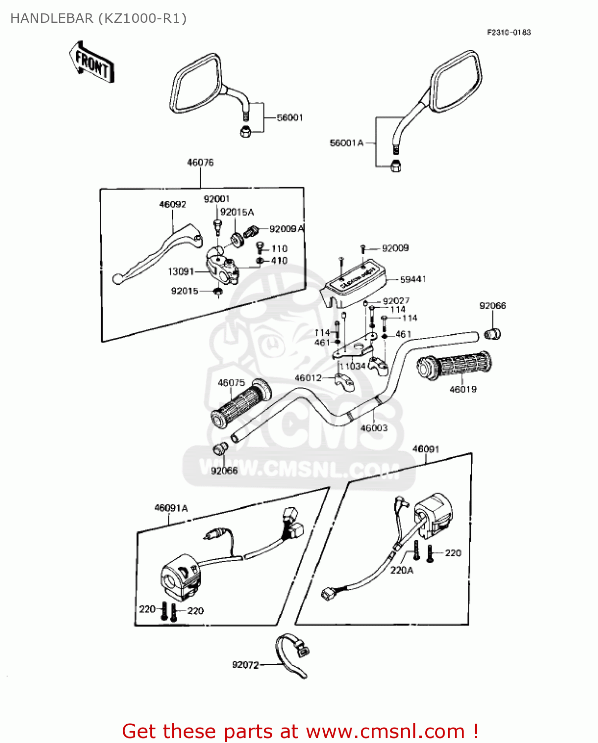 HANDLEBAR (KZ1000-R1) KZ1000R1 EDDIE LAWSON REPLICA 1982 USA CANADA