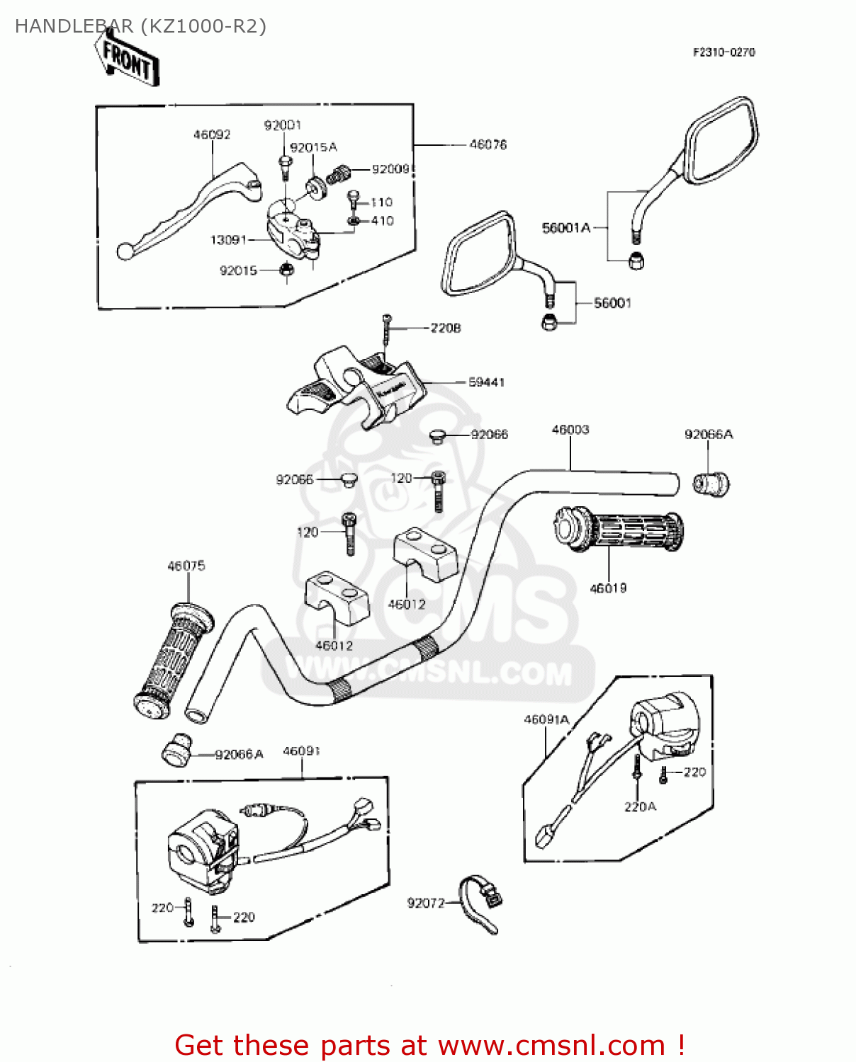 HANDLEBAR (KZ1000-R2) KZ1000R1 EDDIE LAWSON REPLICA 1982 USA CANADA