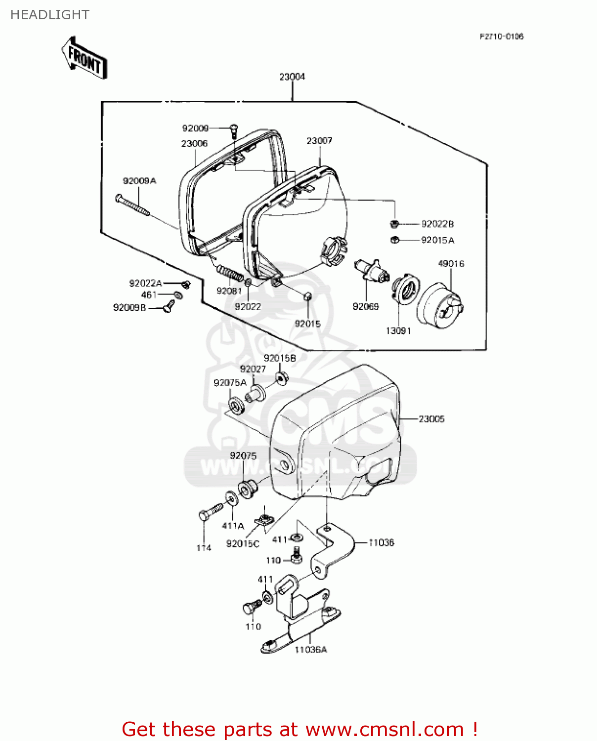 HEADLIGHT KZ1000R1 EDDIE LAWSON REPLICA 1982 USA CANADA