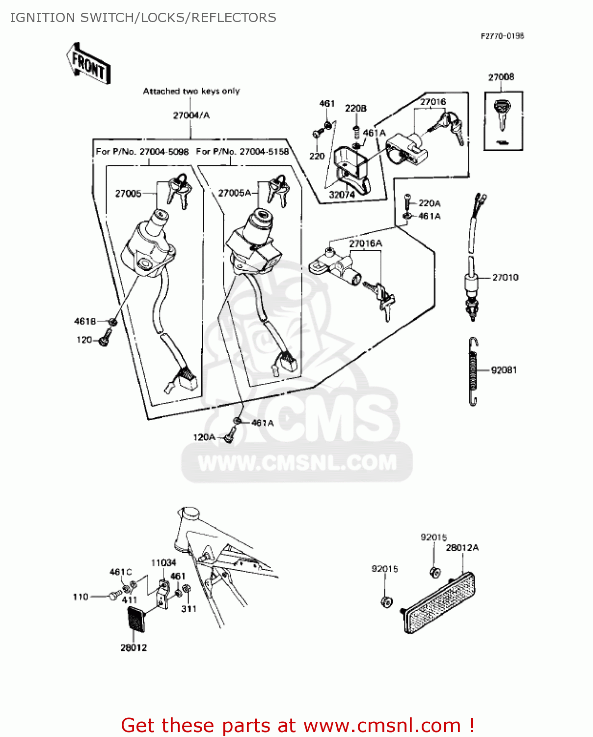 IGNITION SWITCH/LOCKS/REFLECTORS KZ1000R1 EDDIE LAWSON REPLICA 1982 USA CANADA