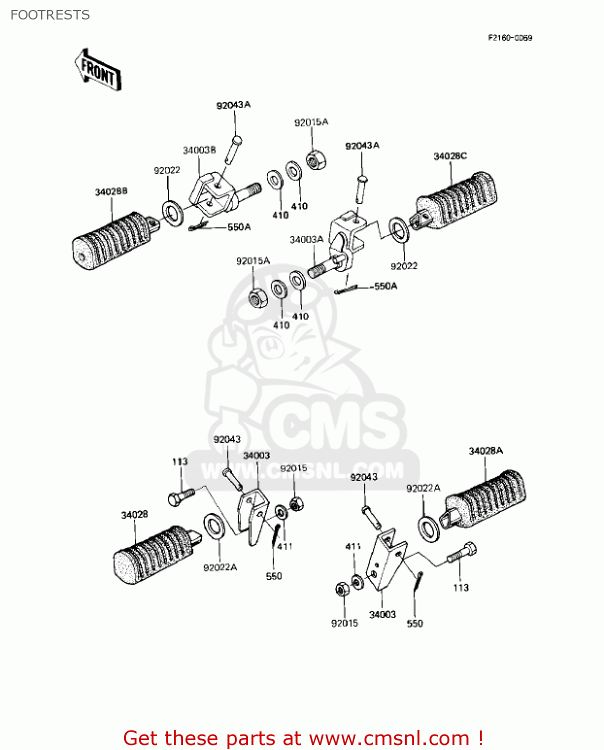FOOTRESTS KZ1000R2 EDDIE LAWSON REPLICA 1983 USA CANADA