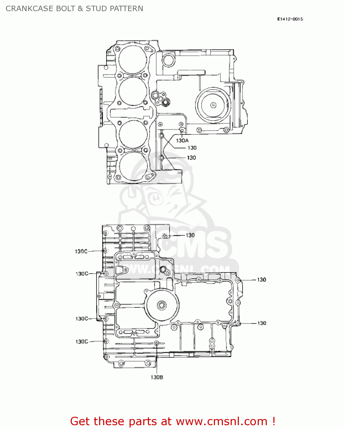 CRANKCASE BOLT & STUD PATTERN KZ1000R2 EDDIE LAWSON REPLICA 1983 USA CANADA