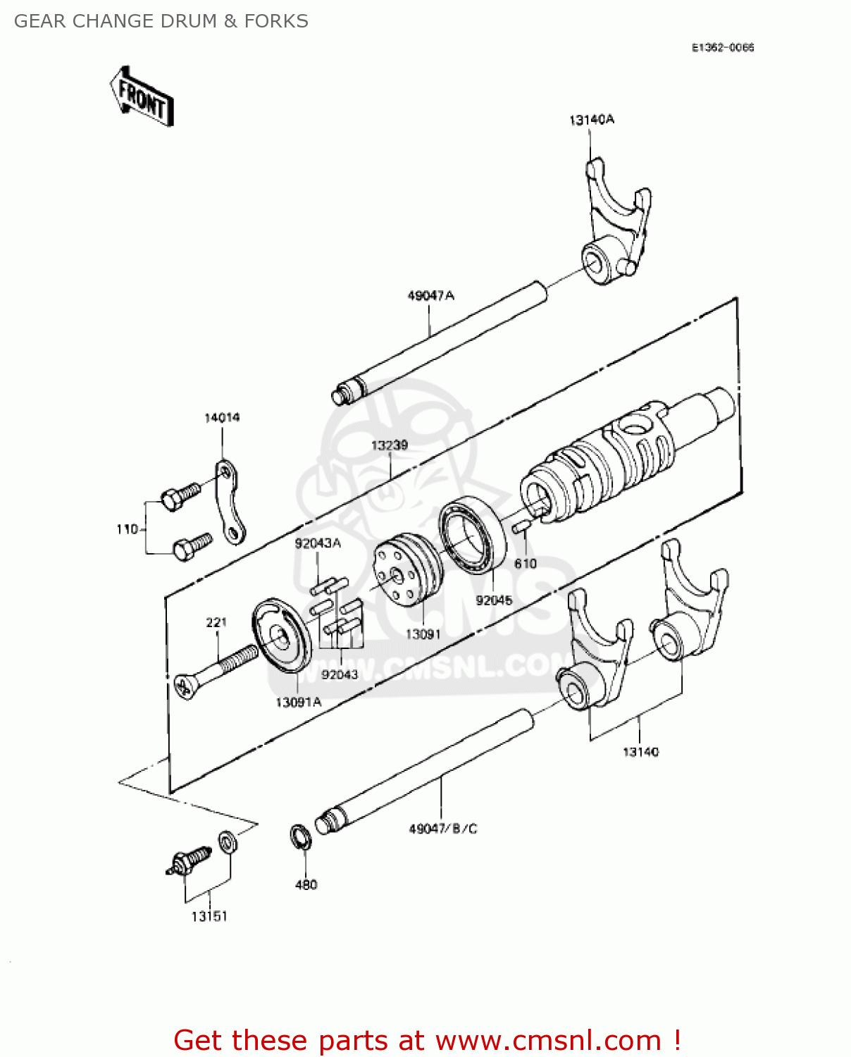 GEAR CHANGE DRUM & FORKS KZ1000R2 EDDIE LAWSON REPLICA 1983 USA CANADA