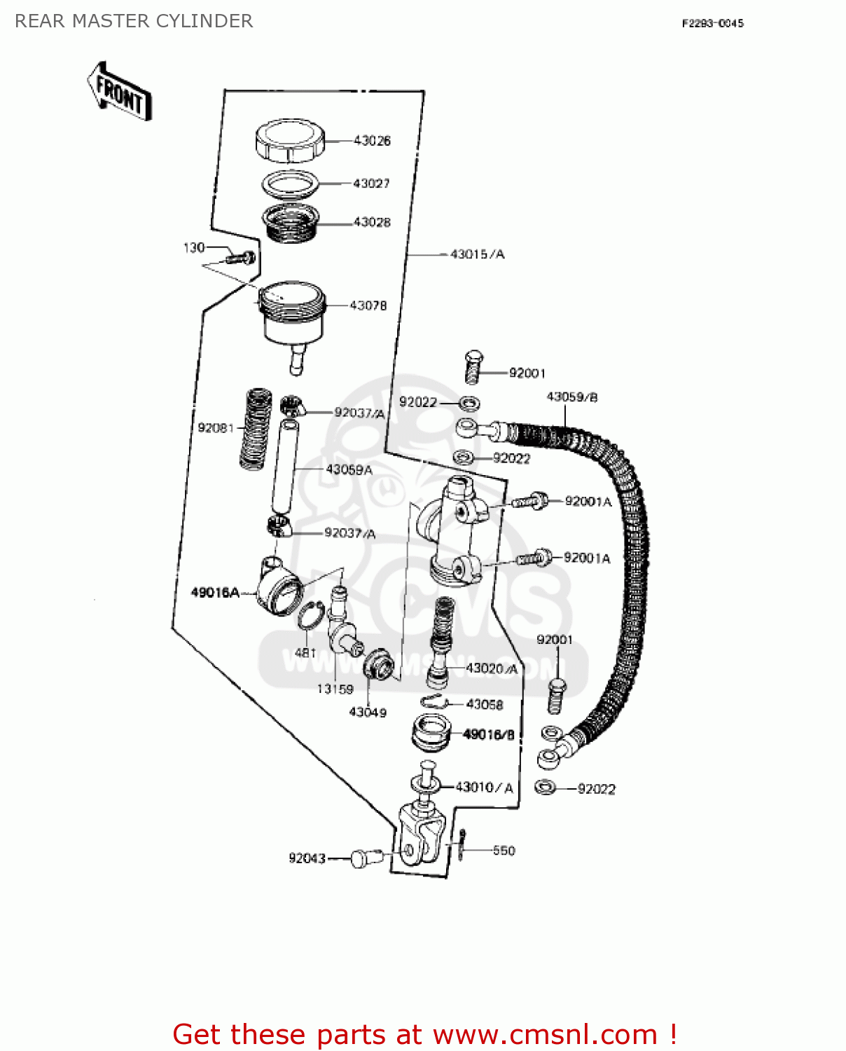 REAR MASTER CYLINDER KZ1000R2 EDDIE LAWSON REPLICA 1983 USA CANADA